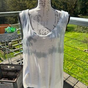 Women's White and Gray Tank Top